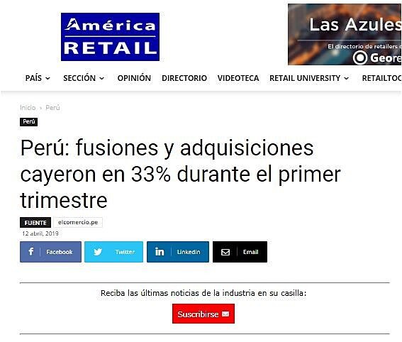 Per: fusiones y adquisiciones cayeron en 33% durante el primer trimestre